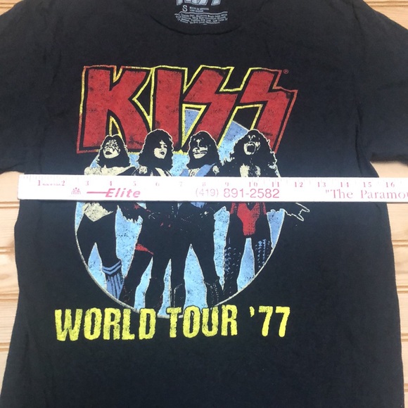 Kiss Band Graphic Music World Tour 77 Black Tee Shirt Medium - Picture 5 of 8
